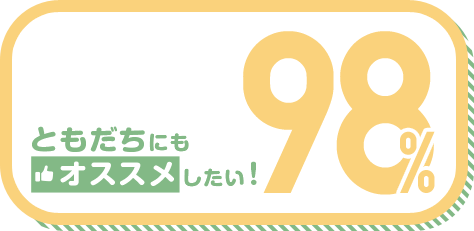 ともだちにもオススメしたい! 98%