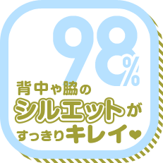 背中や脇のシルエットがすっきりキレイ 98%