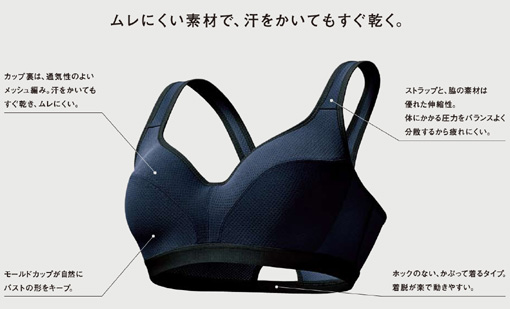 ワイヤレスブラ ドライメッシュ