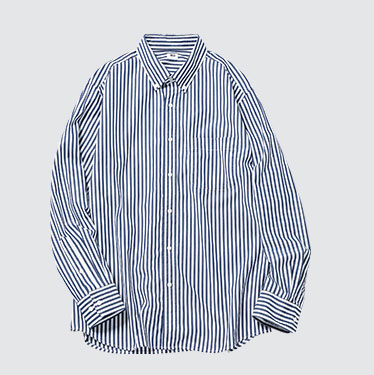 MEN Extra Fine Cotton Broadcloth Striped Long Sleeve Shirt