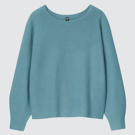 WOMEN 3D Knit Cotton Volume Crew Neck Long Sleeve Sweater