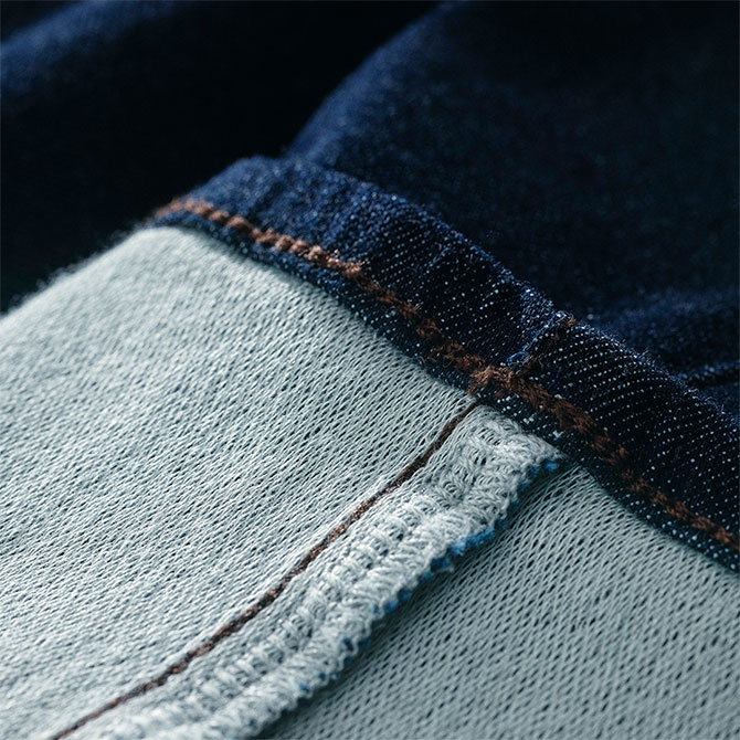 Denim on the outside, sweatwear on the inside.
