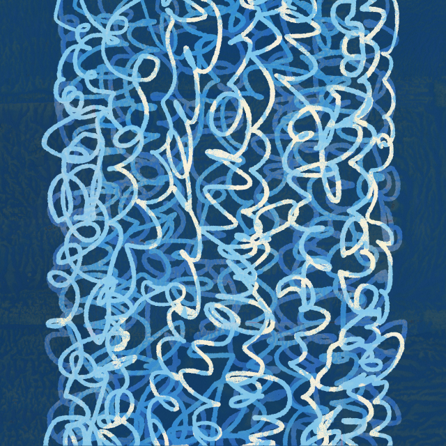  By subjecting these clusters of fibres to heat, the thread is shrunken and looped, creating an effect much like a perm. This not only generates elasticity and body, it also gives the resulting fabric woven from the thread an intricately textured surface.