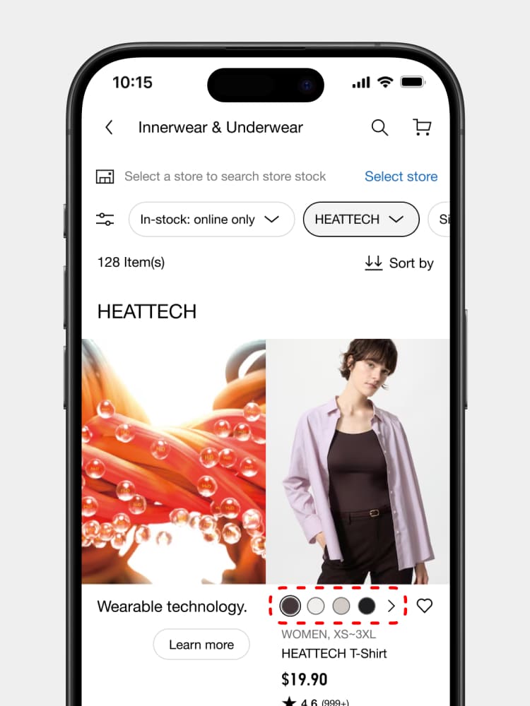 Use the colored buttons on the product list screen to switch between product photos.