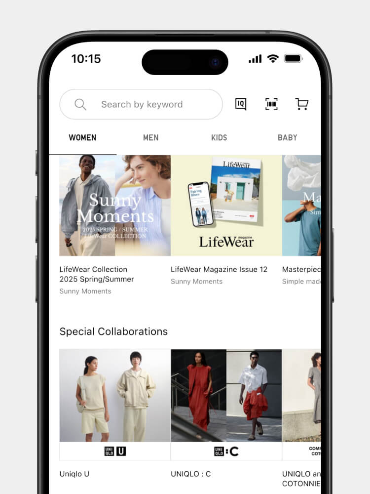 Scroll down to see information like sales, new arrivals, featured products, and special collections.