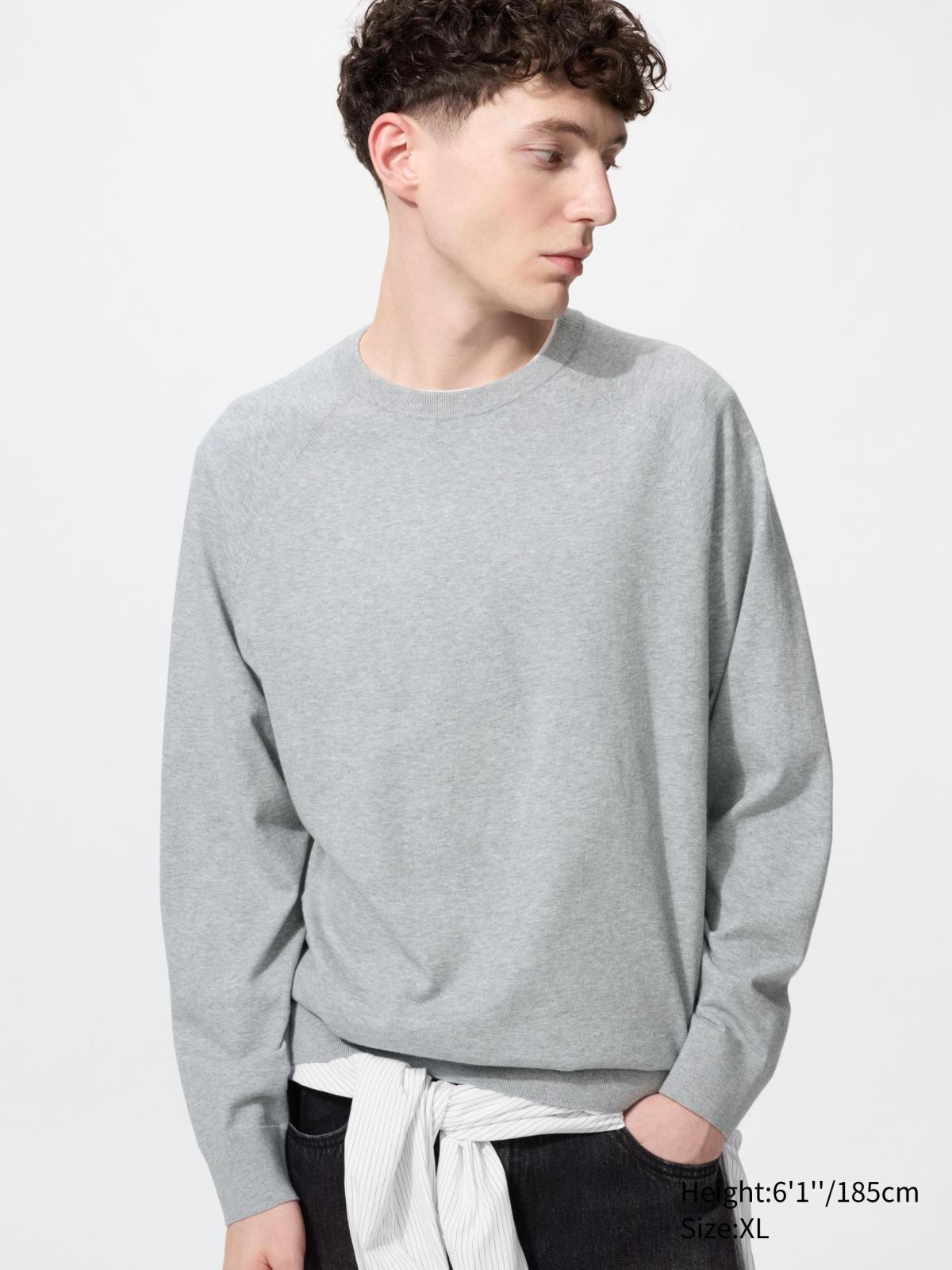 男裝/男女適穿 可機洗棉質混紡圓領針織衫(長袖)