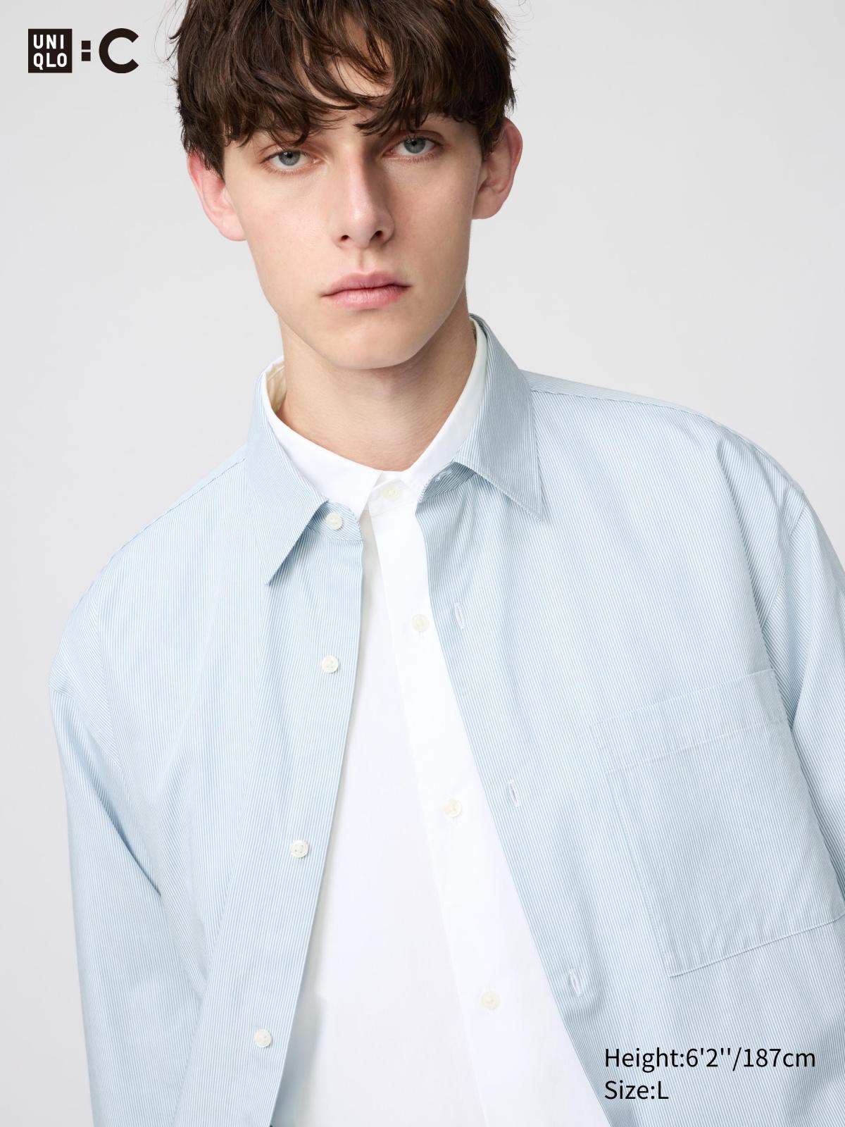 男裝/男女適穿 府綢寬版襯衫(長袖)(條紋)