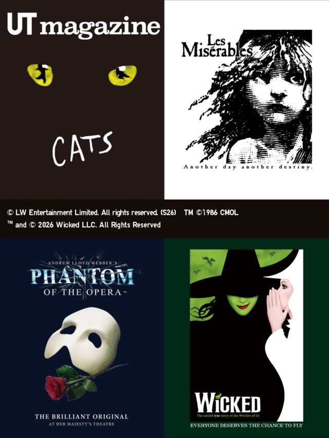 Movie posters from left to right: Cats, Les Miserables, Phantom of the Opera, and Wicked