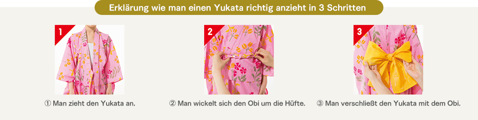 Erklärung wie man einen Yukata richtig anzieht in 3 Schritten